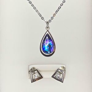 Black Opal Necklace with Earrings